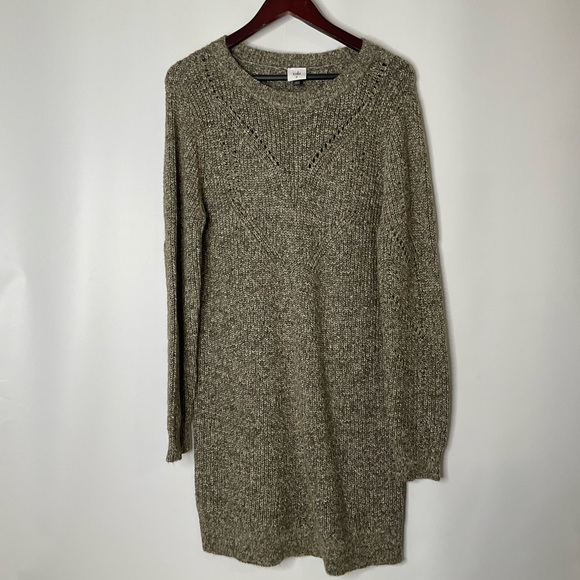 Cabi #4278 The Tunic Dress Fall 2022 Cozy Knit Artichoke Green Grey Dress Size M - Picture 9 of 16